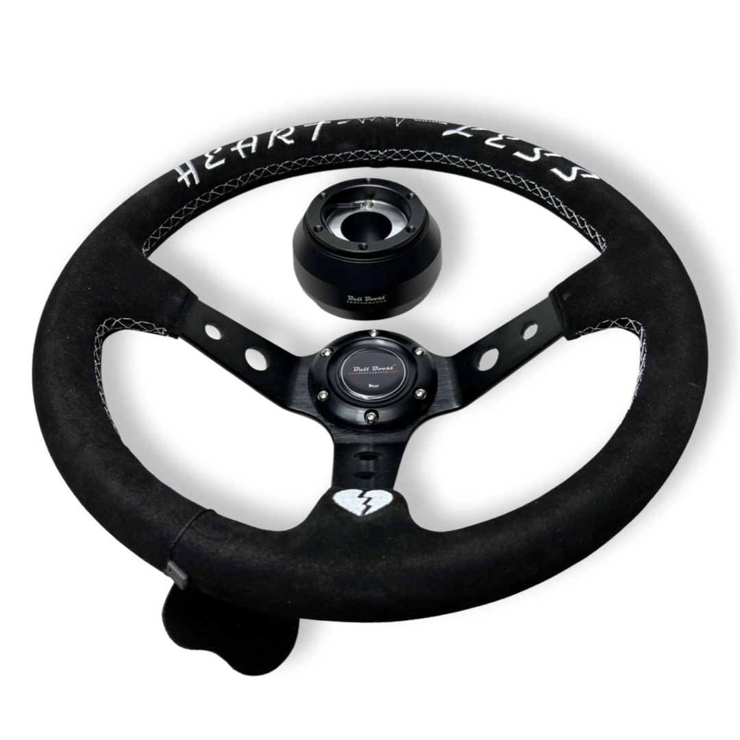 Suede Deep Dish Steering Wheel + Short Hub Adapter Kit For Dodge GM Buick Chevy