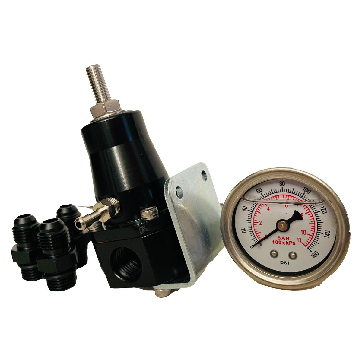 Bull Boost Performance 30-70 Psi Universal Fuel Pressure Regulator Gauge An6 Fittings Motor K FPR...