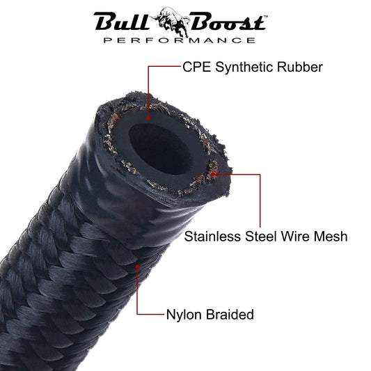 Bull Boost Performance 10AN/8AN/6AN Fitting Stainless Steel Braided Oil Fuel Hose Line Kit 5Feet...