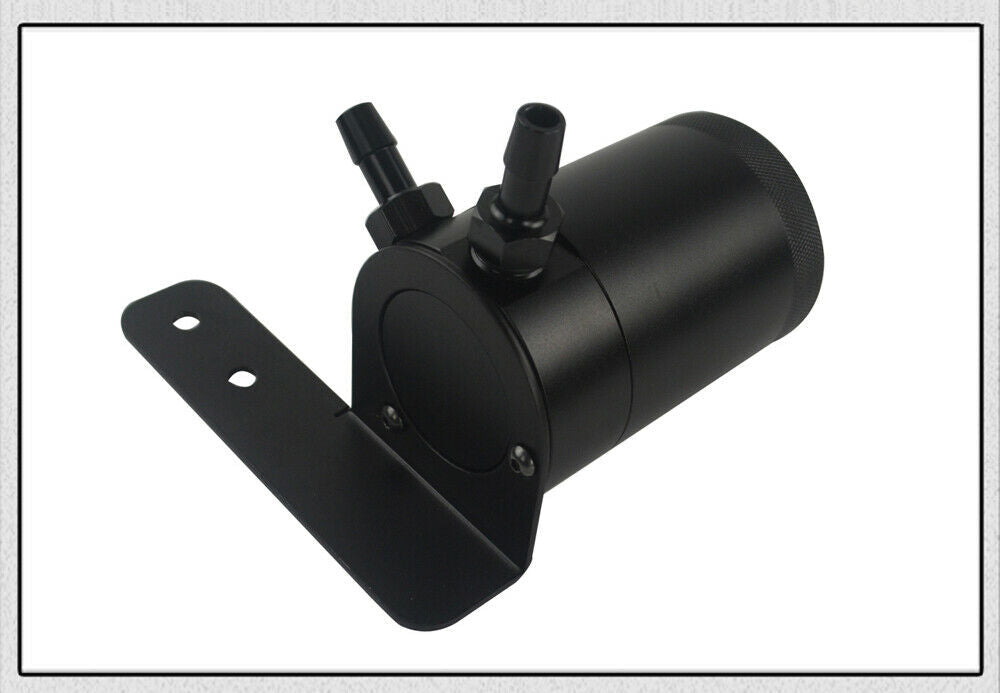 Aluminum Baffled 2 Port Oil Catch Can Reservoir + Mount Bracket