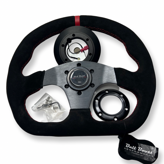 Bull Boost Performance Billet Aluminum Steering Wheel + Short Hub Adapter Kit For Civic Integra...