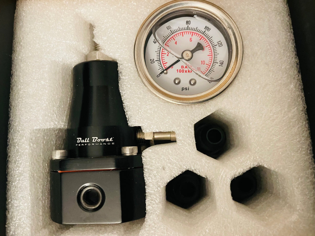 Bull Boost Performance 30-70 Psi Universal Fuel Pressure Regulator Gauge An6 Fittings Motor K FPR...