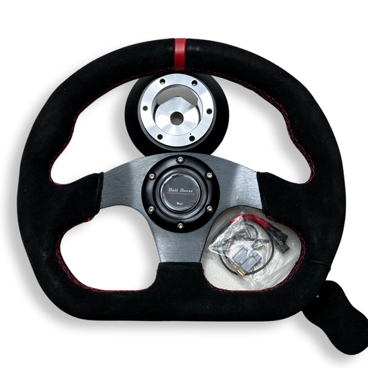 Bull Boost Performance G35 G37 Suede Steering Wheel + Quick Release Short HUB Adapter