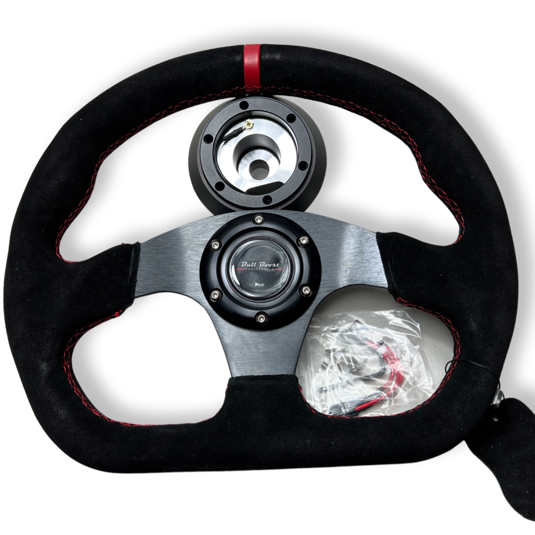 Bull Boost Performance Suede Steering Wheel + Short Hub Adapter Kit For BRZ FRS tC xB xD