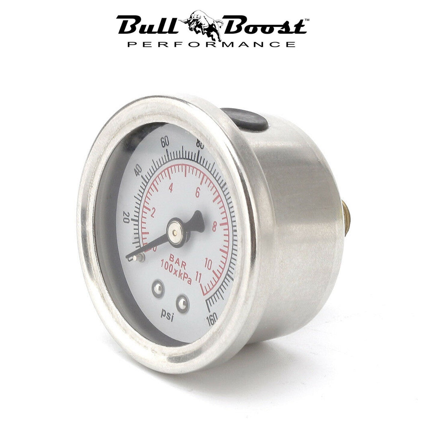 Fuel Pressure Regulator Gauge 0-160 Psi Bar Liquid Fill Chrome Fuel Oil Rail