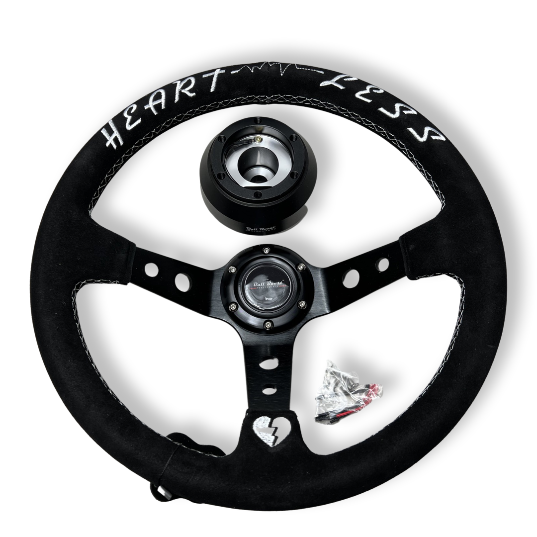 Bull Boost Performance Suede Deep Dish Steering Wheel + Short Hub Adapter Kit For Toyota Camry...