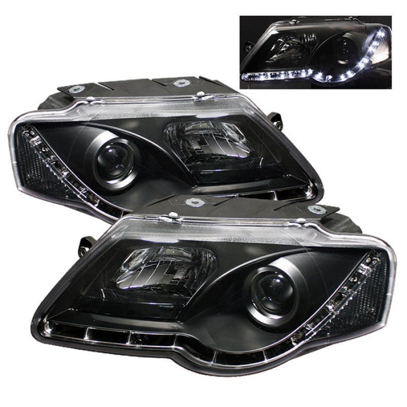 Spyder Volkswagen Passat 06-08 Projector Headlights DRL Black High H1 Low H1 PRO-YD-VP06-DRL-BK 5012326