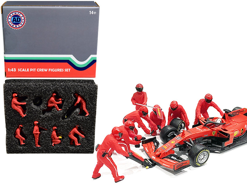 Rapid Vehicles Formula One F1 Pit Crew 7 Figurine Set Team Red for 1/43 Scale Models by American...