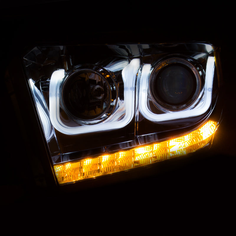 Anzo 2014-2015 Toyota Tundra Projector Headlights w/ U-Bar Chrome w/ DRL