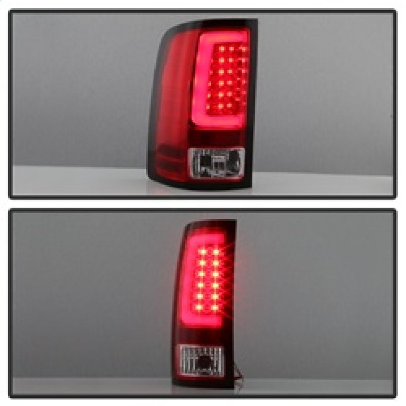 Spyder 07-13 GMC Sierra 1500 V2 Light Bar LED Tail Lights - Red Clear (ALT-YD-GS07V2-LBLED-RC) 5084767