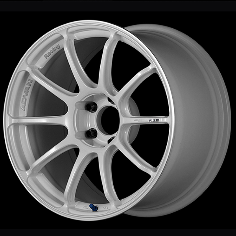 Advan RSIII 18x8.5 / +38 Offset / 5x114.3 / 73mm Bore / Racing White Metallic and Ring YA38H38EWMR