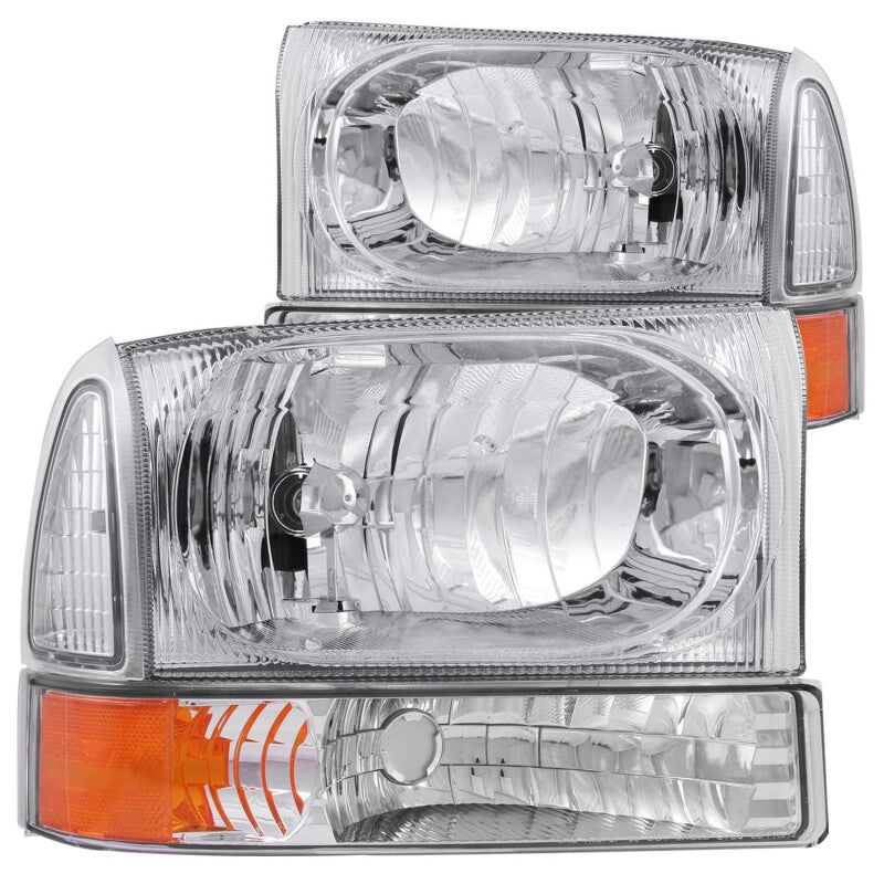 Anzo 2000-2004 Ford Excursion Crystal Headlights Chrome w/ LED 1pc