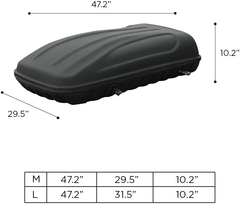 FR SPORT 3D MAXpider 47.2in x 31.5in x 10.2in Large 3D Shell Roof Box W/ Tie-Down System - Black...