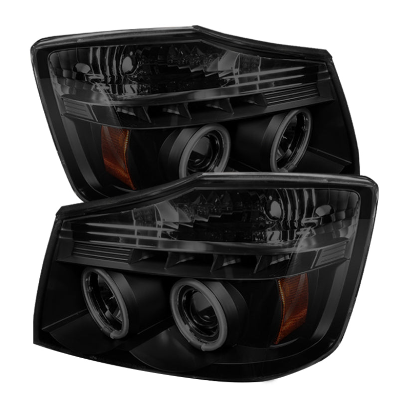 FR SPORT SPYDER Nissan Titan 04-14 Projector Headlights CCFL Halo LED Blk Smke...