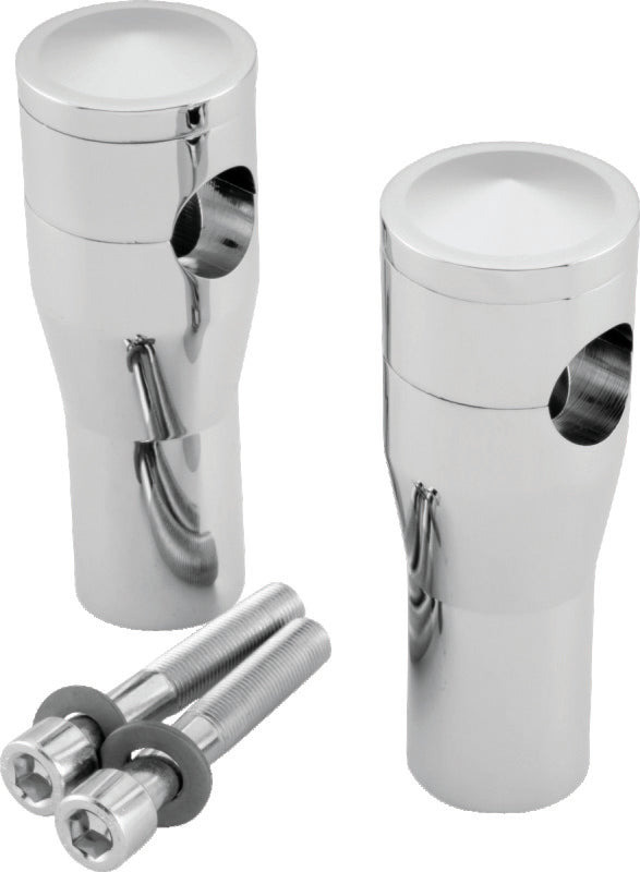 Bikers Choice 4 Inch Chrome Smooth Top Risers for BC or DNA Springer Front End 601951
