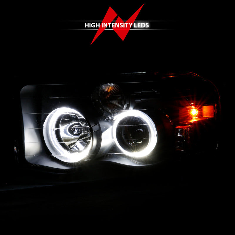 FR SPORT ANZO 2002-2005 Dodge Ram 1500 Projector Headlights w/ Halo Black Clear Amber 111490 -...
