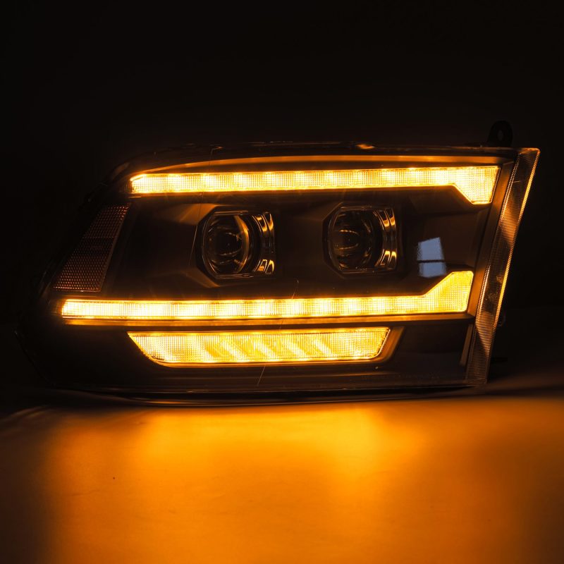 FR SPORT AlphaRex 09-18 Dodge Ram 2500 LUXX LED Proj Headlights Plank Style Blk w/Activ Light/Seq...