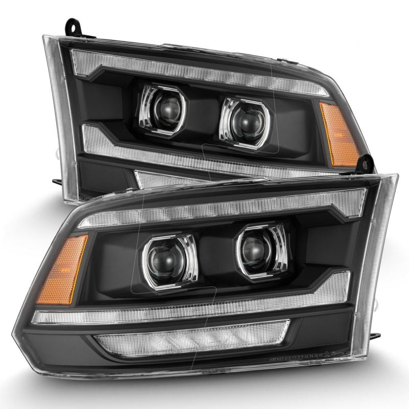 FR SPORT AlphaRex 09-18 Dodge Ram 2500 LUXX LED Proj Headlights Plank Style Blk w/Activ Light/Seq...