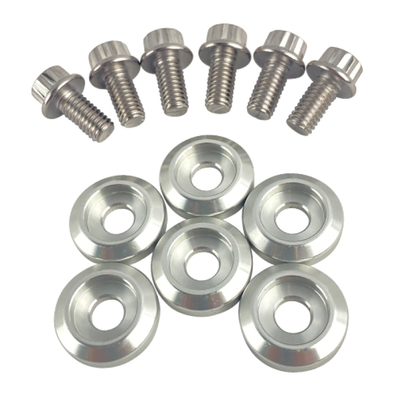 FR SPORT BLOX Racing New Fender Washers Kit M6 12pt - 6pc Large Diameter Silver BXAC-00311-SI -...