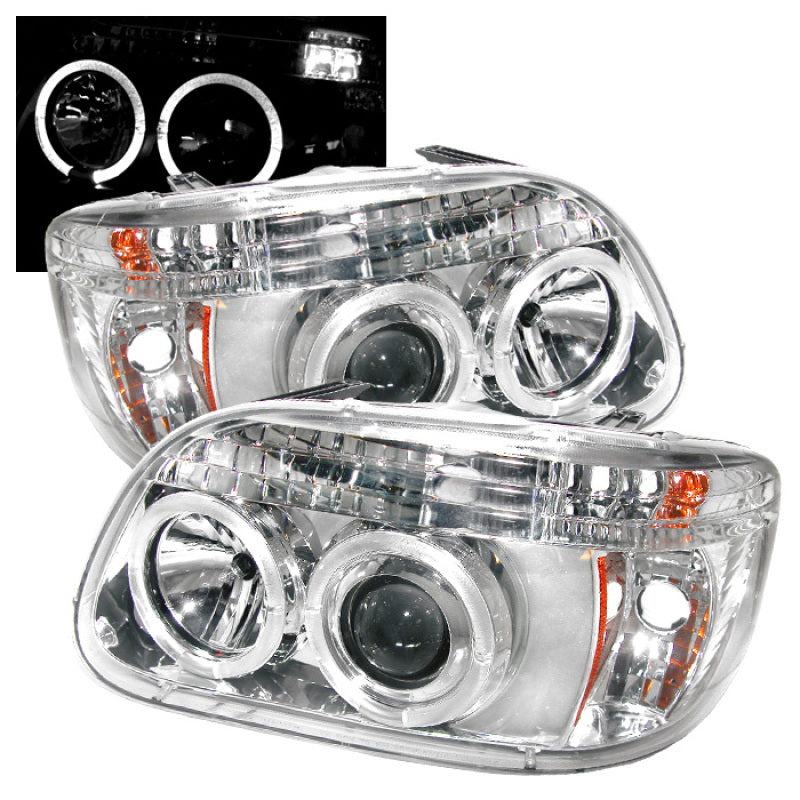 FR SPORT Spyder Ford Explorer 95-01 1PC Projector Headlights LED Halo Chrm PRO-YD-FEXP95-HL-1PC-C...
