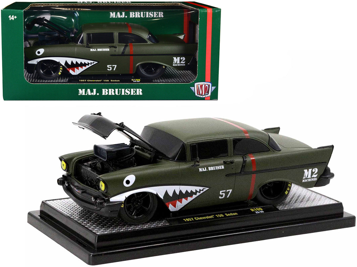 Rapid Vehicles 1957 Chevrolet 150 Sedan #57 Matt Green Metallic "Major Bruiser" Limited Edition...