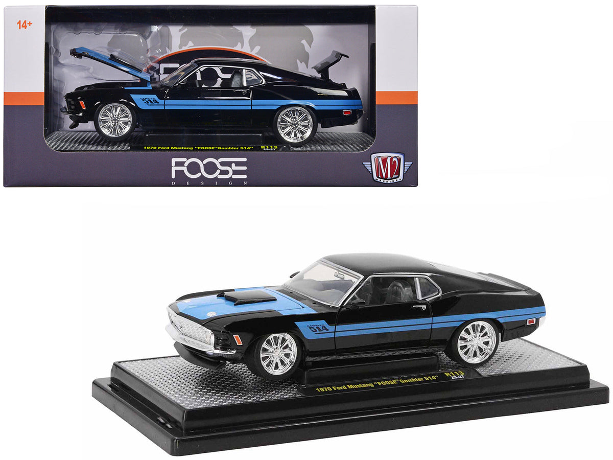 Rapid Vehicles 1970 Ford Mustang Gambler 514 Black with Blue Stripes "Foose" Limited Edition to...