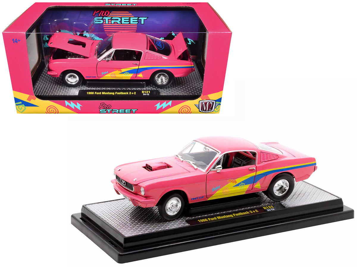 Rapid Vehicles 1966 Ford Mustang Fastback 2+2 Pink with Blue and Yellow Stripes "Pro Street"...