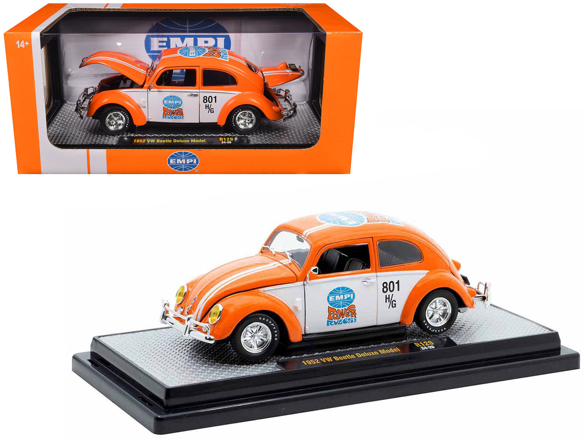 Rapid Vehicles 1952 Volkswagen Beetle Deluxe Model "EMPI Power Rules" Orange and White with...