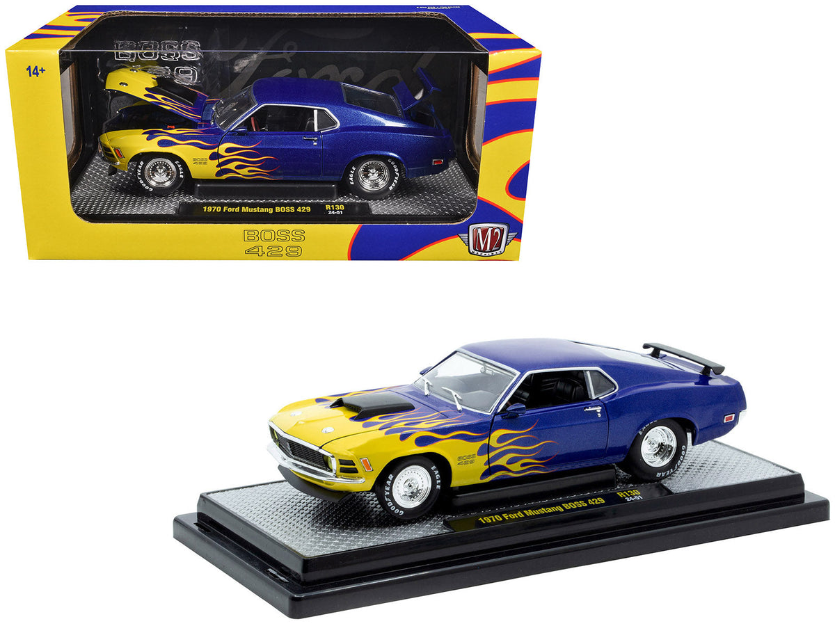 Rapid Vehicles 1970 Ford Mustang BOSS 429 Blue Metallic with Flame Graphics Limited Edition to...
