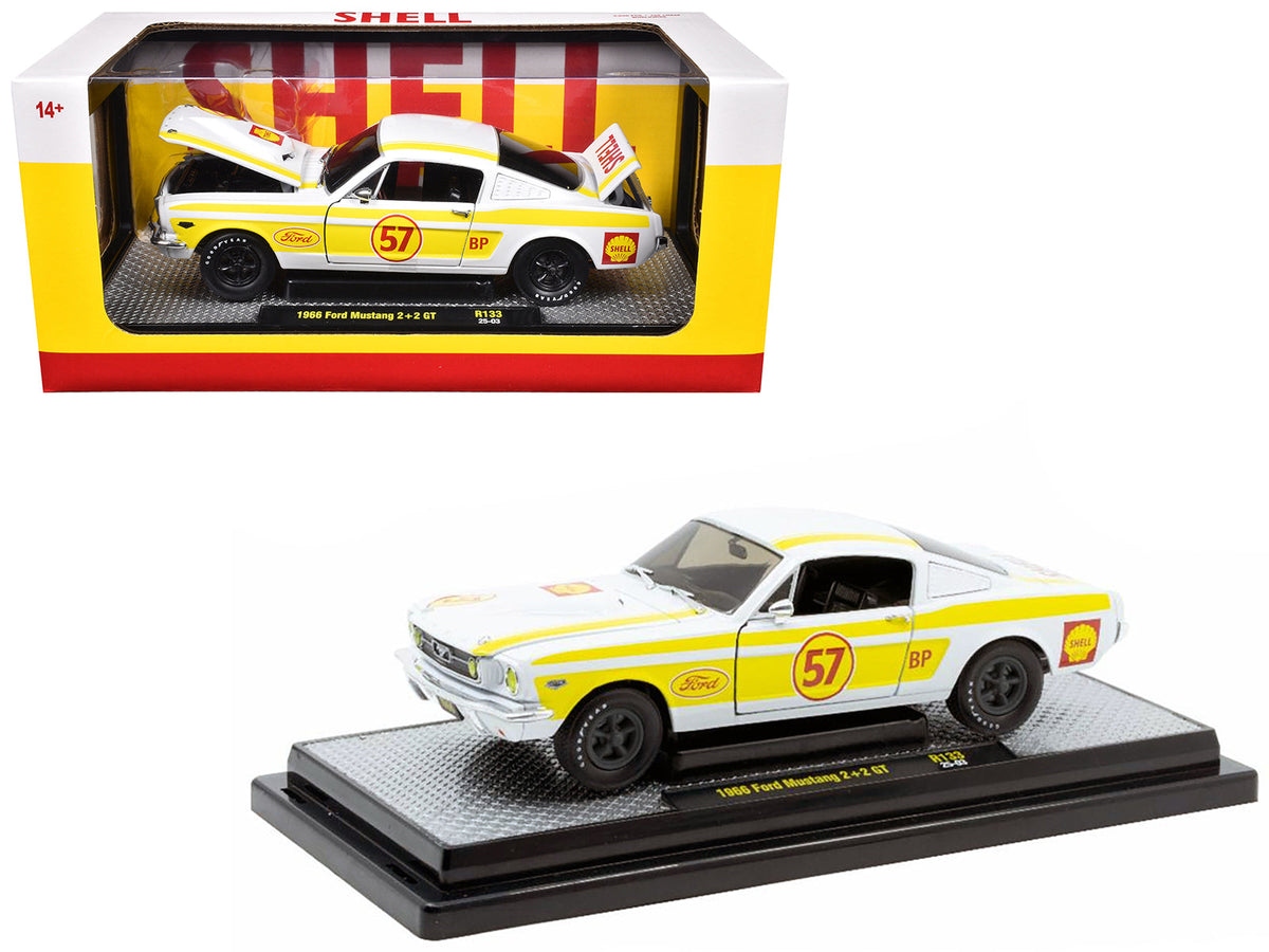 Rapid Vehicles 1966 Ford Mustang 2+2 GT #57 "Shell Oil" White with Yellow Stripes Limited Edition...