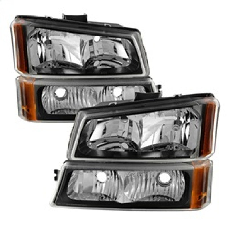 FR SPORT SPYDER Xtune Chevy Silverado 2500HD 03-06 Crystal Headlights w/ Bumper Lights Black...