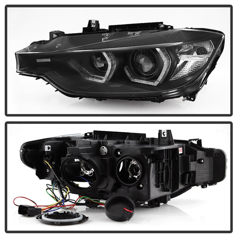 FR SPORT Spyder 12-14 BMW F30 3 Series 4DR Projector Headlights - LED DRL - Black...