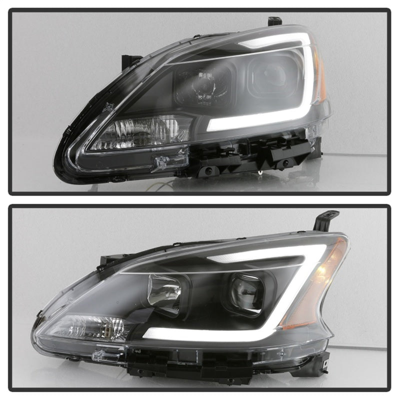 SPYDER xTune 13-15 Nissan Sentra DRL LED Light Bar Halogen Projector Headlights - Black (PRO-JH-NS13-LB-BK) 9042966