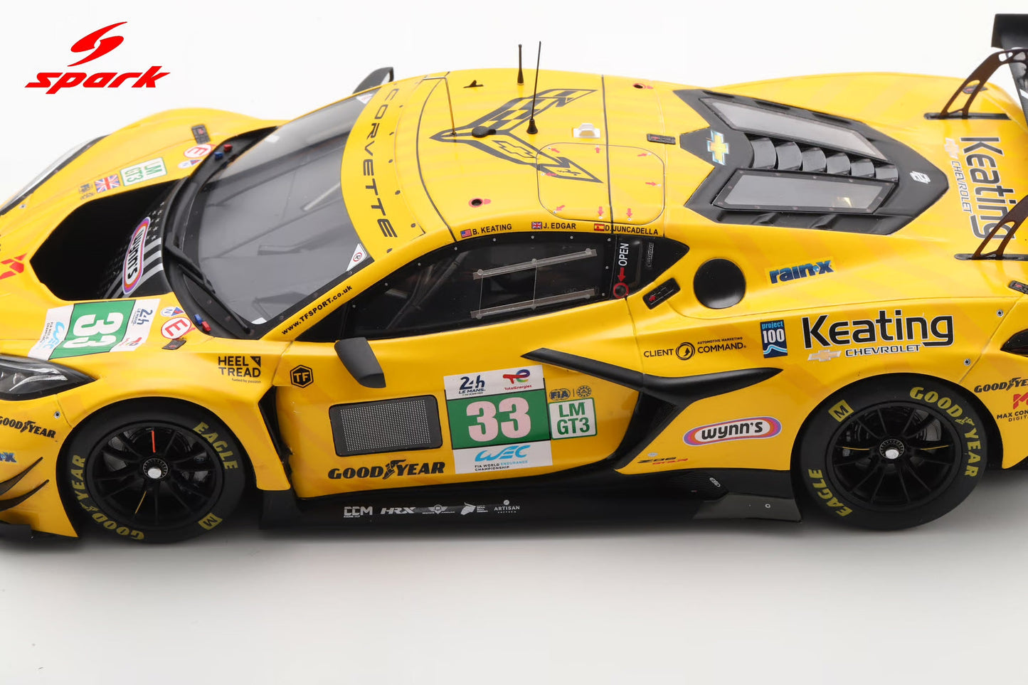 Spark Model Chevrolet Corvette C8 Z06 GT3.R #33 TF Sport 2025 IMSA Le Mans 24hrs 1:18 WITH DISPLAY
