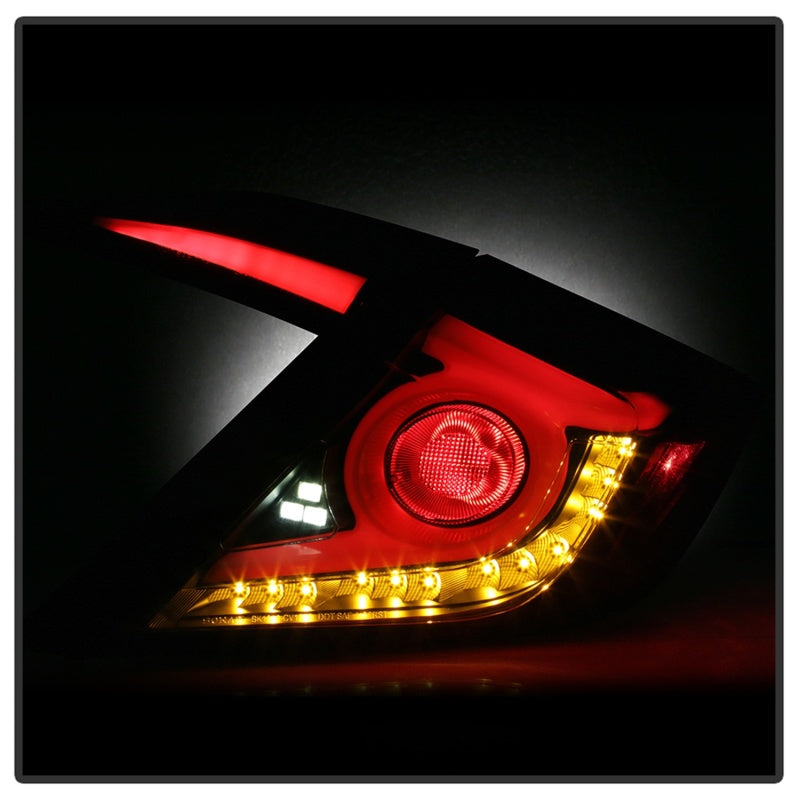 FR SPORT Spyder 16-18 Honda Civic 4 Door Light Bar LED Tail Lights - Black Smoke...