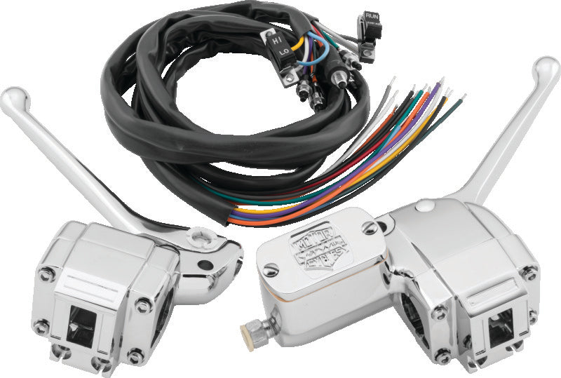 Bikers Choice 73-81 Big Twin & XL Chrome Handlebar Control Kit W/Black Switches 488814