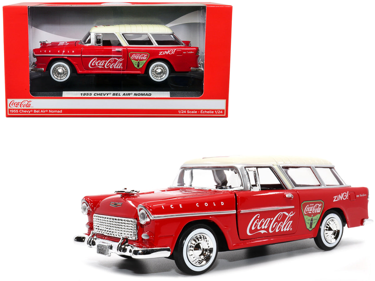 Rapid Vehicles 1955 Chevrolet Bel Air Nomad Red with White Top "Coca-Cola" 1/24 Diecast Model Car...