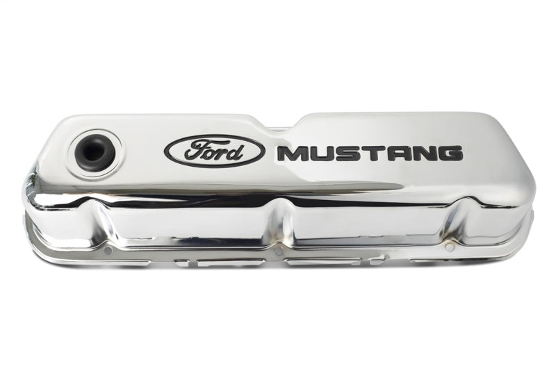 Ford Chrome Steel Valve Cover Set w/Mustang Logo FRD302-100