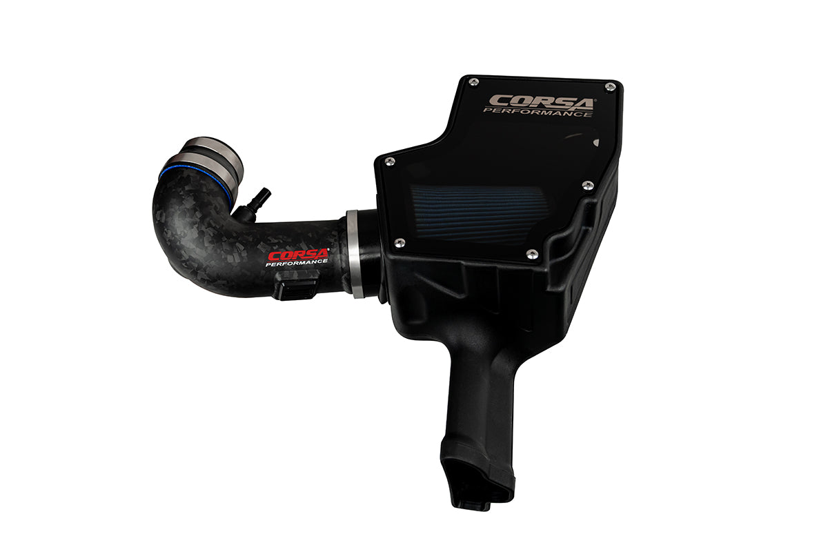 Corsa Black, Forged Carbon Fiber / Plastic Closed Box Air Intake | 2018-2023 Ford Mustang GT 5.0L V8 (44007, 419850)