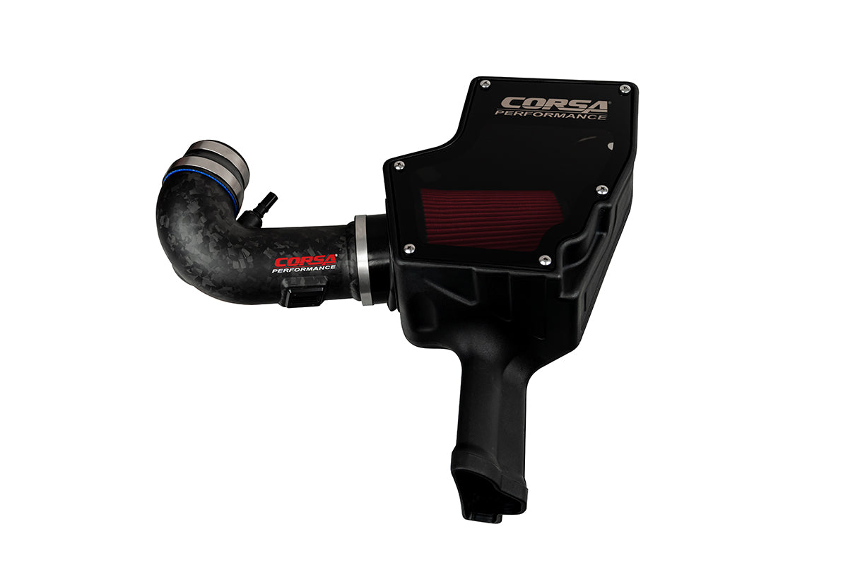 Corsa Black, Forged Carbon Fiber / Plastic Closed Box Air Intake | 2018-2023 Ford Mustang GT 5.0L V8 (44007, 419850)