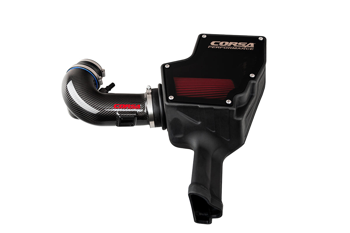 Corsa Black, Forged Carbon Fiber / Plastic Closed Box Air Intake | 2018-2023 Ford Mustang GT 5.0L V8 (44007, 419850)