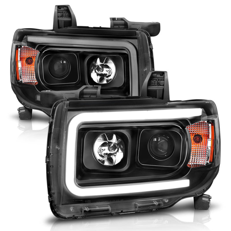 Anzo GMC Canyon 15-18 Projector Plank Style Headlight Black W/ Amber