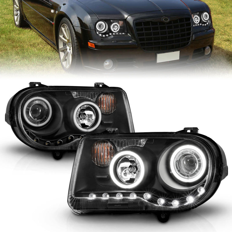 Anzo 2005-2010 Chrysler 300C Projector Headlights w/ Halo Black (CCFL) G2