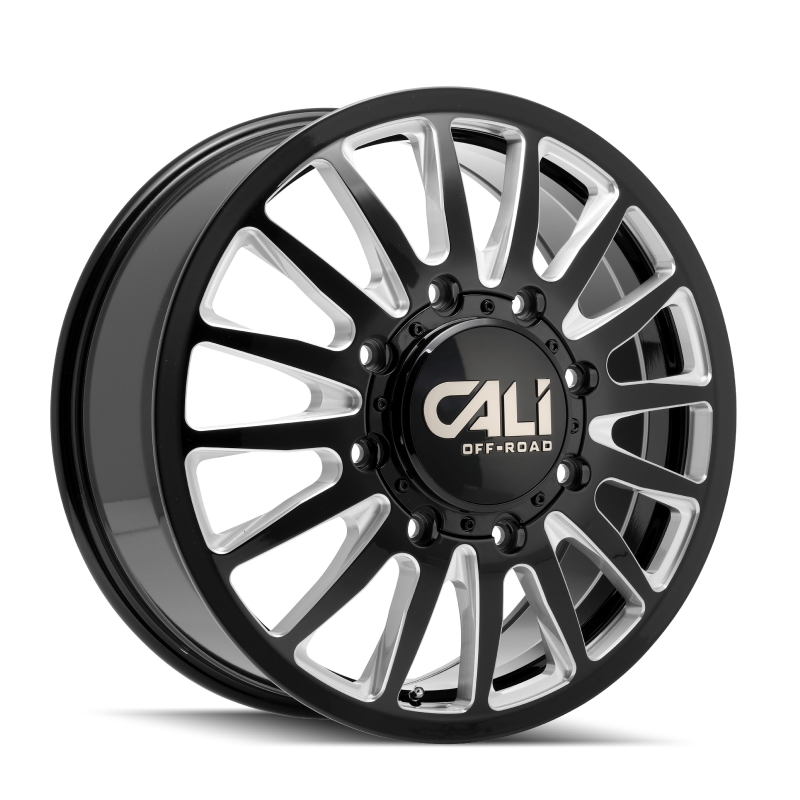 Cali Off-Road 9110D Summit Dually 22x8.25 / 8x165.1 BP / -232mm OS / 121.3mm Hub Gls Blk Mill Wheel 9110D-22881BMR232