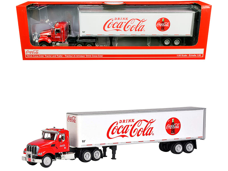 Rapid Vehicles Truck Tractor with 53' Trailer "Drink Coca-Cola" Red and White 1/50 Diecast Model...