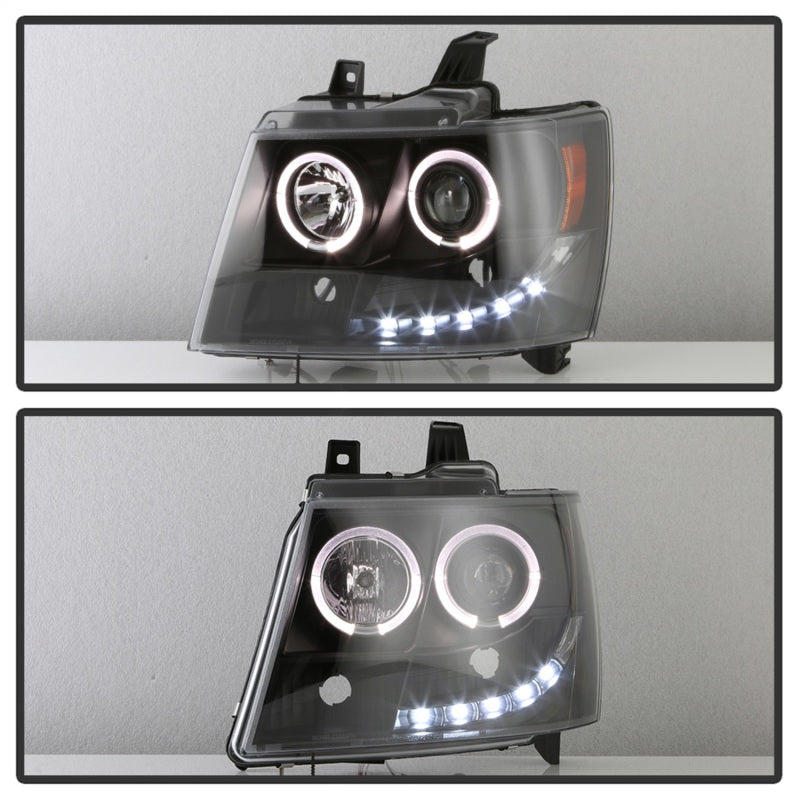 FR SPORT Spyder Chevy Suburban 1500 07-14 Projector Headlights LED Halo LED All Black...