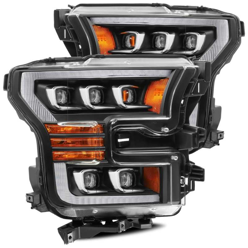 AlphaRex 17-20 Ford Raptor NOVA LED Proj Headlights Plank Style Matte Black w/Activ Light/Seq Signal 880152 *Discontinued