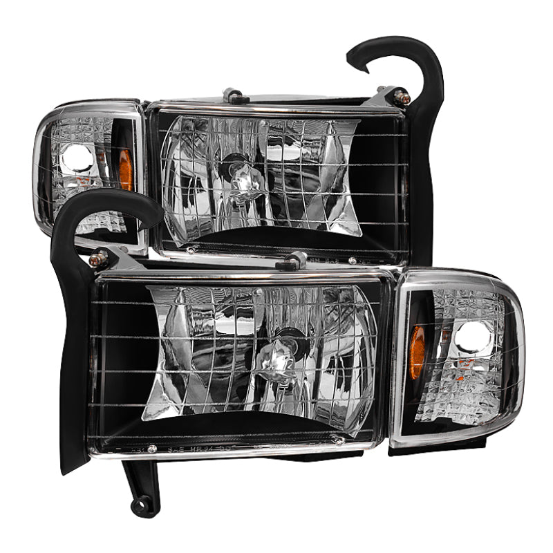FR SPORT SPYDER Xtune Dodge Ram 1500 94-01 OEM Style Headlights w/ Corner Lamps Black...