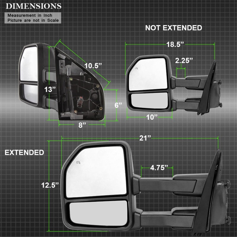 FR SPORT SPYDER xTune 15-17 Ford F-150 Heated Telescoping Mirrors (Pair) (MIR-FF15015-G4-PWH-SET)...