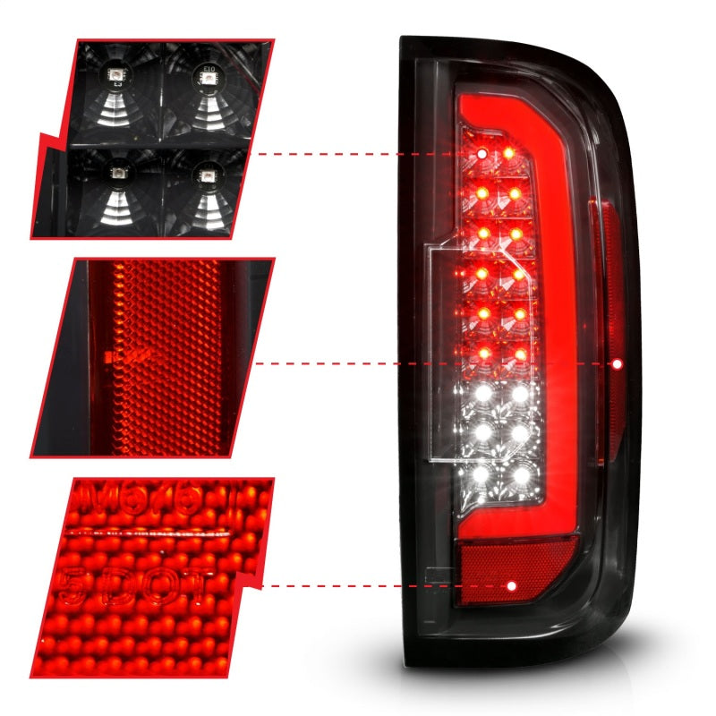 FR SPORT ANZO 15-21 GMC Canyon Full LED Taillights w/ Red Lightbar Black Housing/Clear Lens...